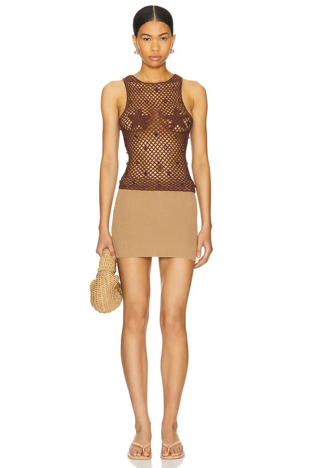 Ottavia Crochet Top Brown Women Lovers and Friends Tops Ottavia Crochet Top Brown Women Lovers and Friends Tops