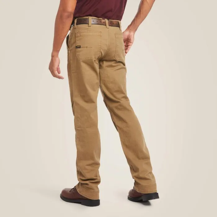Pants and Shorts Men Ariat Rebar M4 Relaxed DuraStretch Washed Twill Dungaree Boot Cut Pant Field Khaki