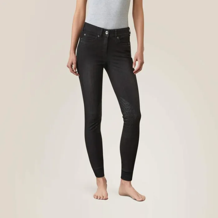Pants and Shorts Women Ariat Halo B Denim Knee Patch Breech Black Rinse