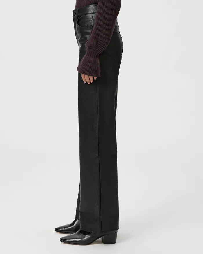 Pants PAIGE Women Sasha Wide Leg Pant 8211 Black Faux Leather