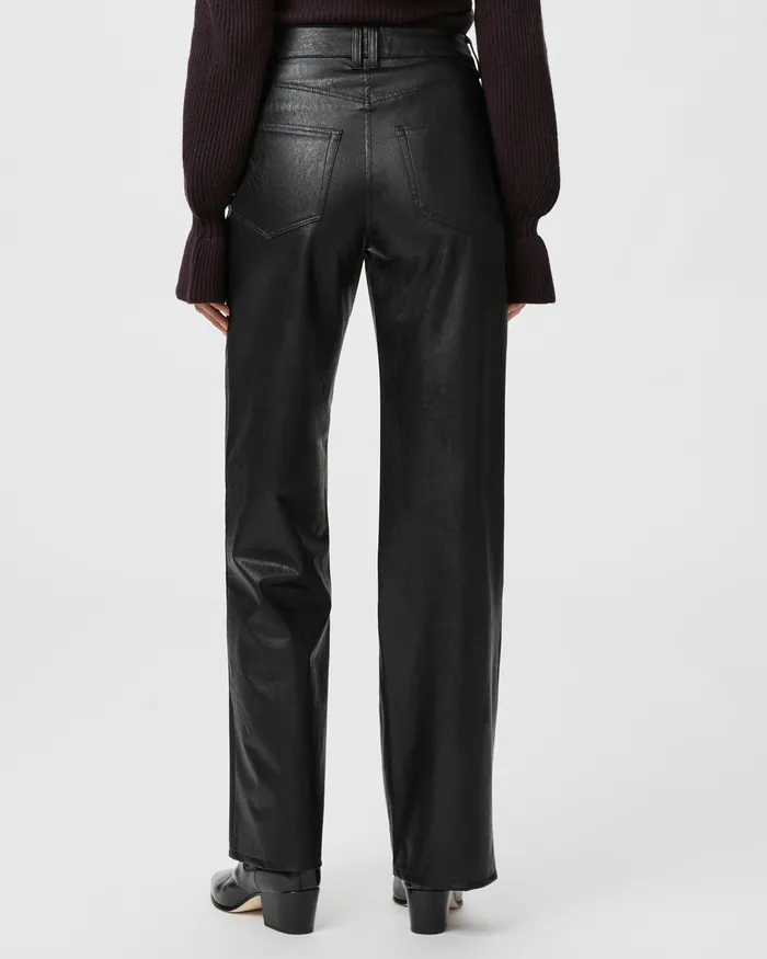 Pants PAIGE Women Sasha Wide Leg Pant 8211 Black Faux Leather