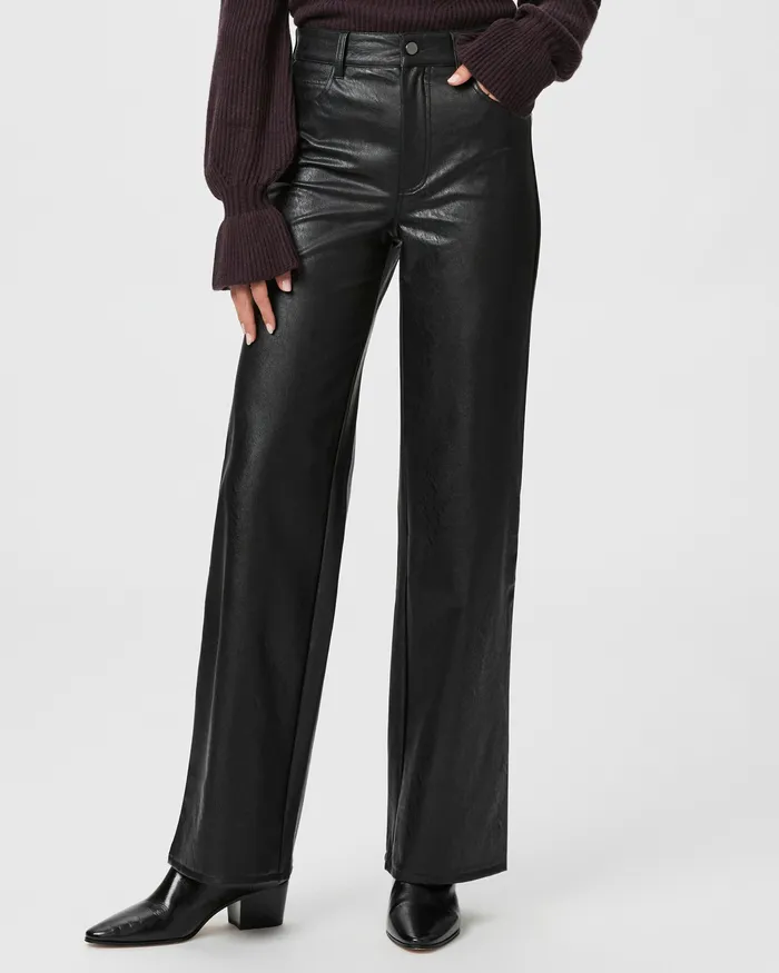 Pants PAIGE Women Sasha Wide Leg Pant 8211 Black Faux Leather