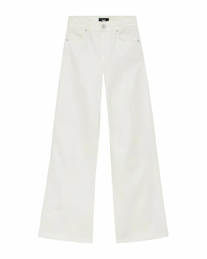 Pants Women 20th Anniversary Capsule Sasha Wide Leg Jean 8211 Pearl White Coating PAIGE