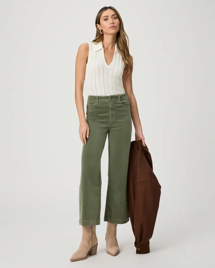 Pants Women Anessa Wide Leg Pant 8211 Aloe Corduroy PAIGE