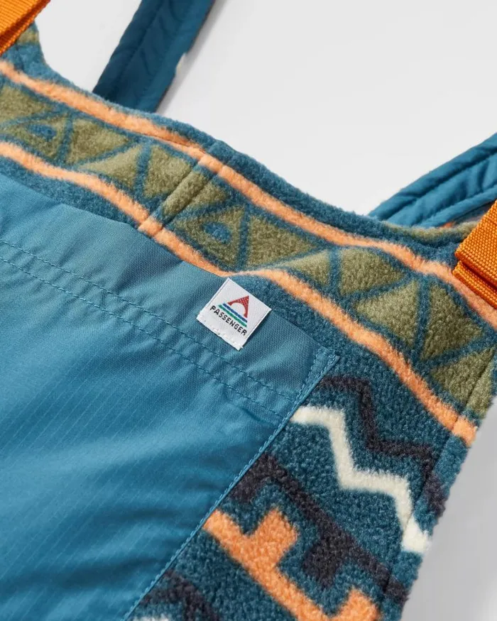 Passenger Bottoms Ace Recycled Polar Fleece Dungarees Retro Geo Mediterranean Retro Geo Mediterranean 8211 Women