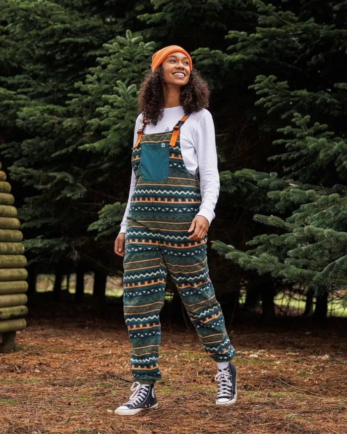 Passenger Bottoms Ace Recycled Polar Fleece Dungarees Retro Geo Mediterranean Retro Geo Mediterranean 8211 Women