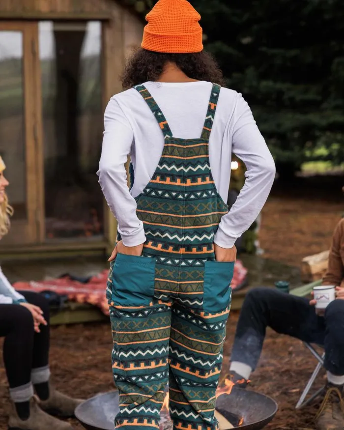 Passenger Bottoms Ace Recycled Polar Fleece Dungarees Retro Geo Mediterranean Retro Geo Mediterranean 8211 Women