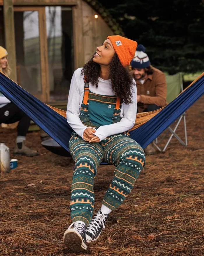 Passenger Bottoms Ace Recycled Polar Fleece Dungarees Retro Geo Mediterranean Retro Geo Mediterranean 8211 Women