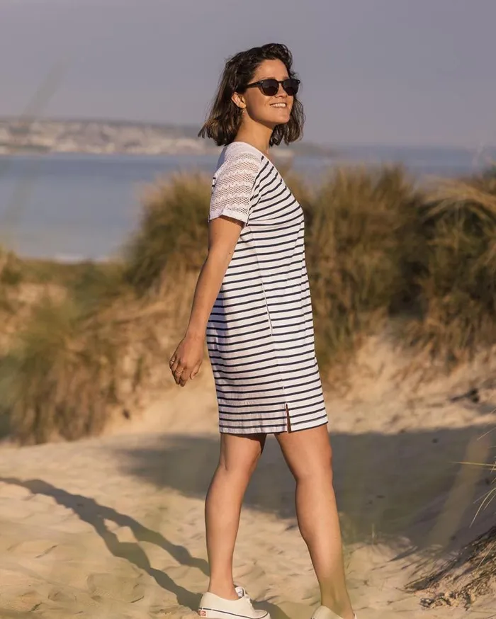 Passenger Bottoms Olive Oversized Recycled Cotton TShirt Dress Navy Stripe Navy Stripe 8211 Women
