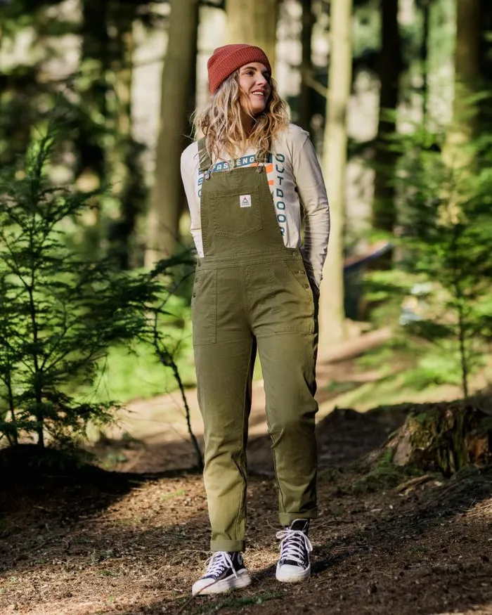 Passenger Bottoms Roamist Organic Cotton Dungarees Khaki Khaki 8211 Women