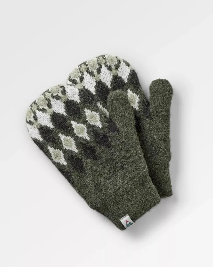 Passenger Gloves Wave Recycled Fleece Lined Mittens Khaki Khaki 8211 Women