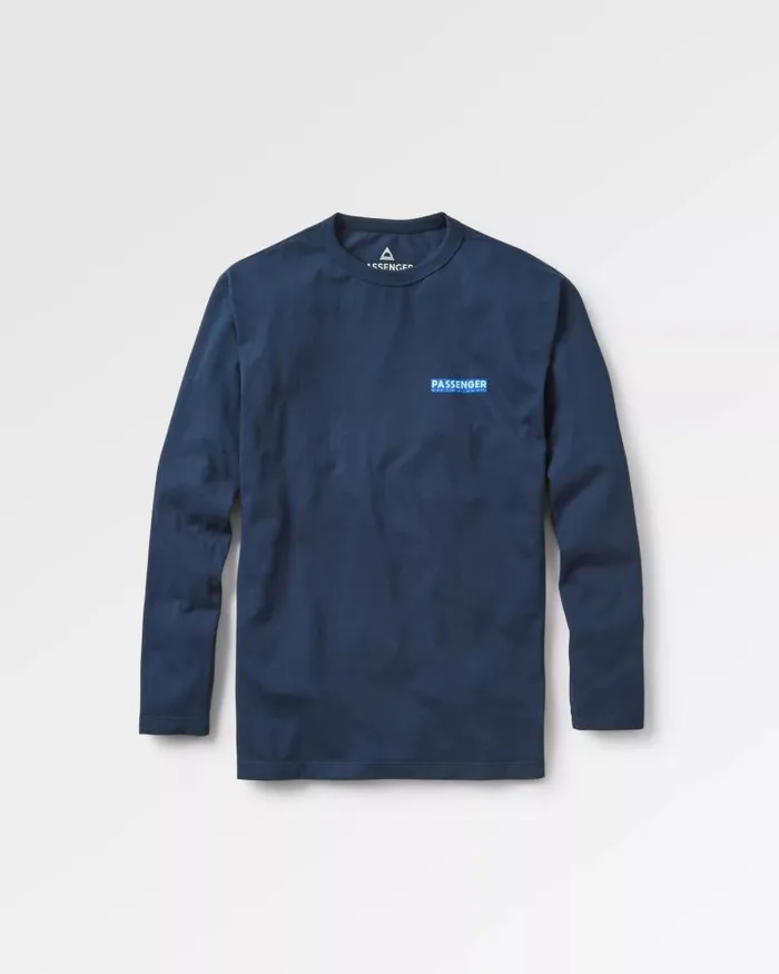 Passenger Tops Distance Recycled Relaxed Fit LS TShirt Deep Navy Deep Navy 8211 Men