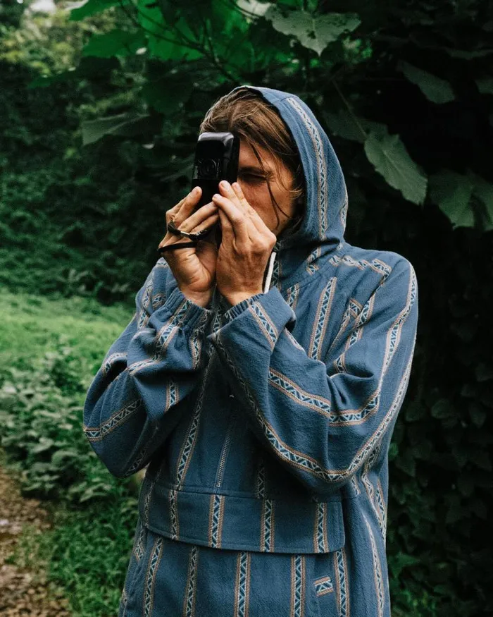 Passenger Tops Dune 12 Zip Organic Cotton Hoodie Mediterranean Geo Stripe Mediterranean Geo Stripe 8211 Men