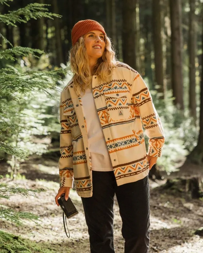 Passenger Tops East Recycled Polar Oversized Shirt Homespun Stripe Sunrise Orange Homespun Stripe Sunrise Orange 8211 Women