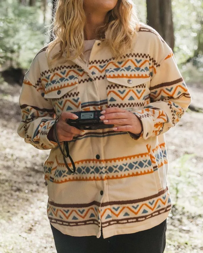 Passenger Tops East Recycled Polar Oversized Shirt Homespun Stripe Sunrise Orange Homespun Stripe Sunrise Orange 8211 Women