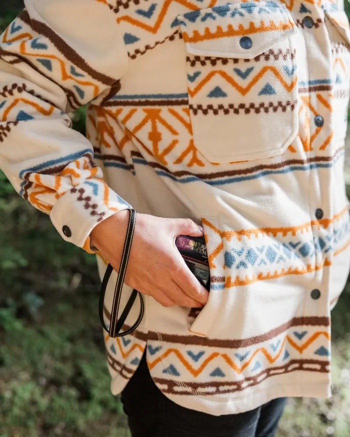 Passenger Tops East Recycled Polar Oversized Shirt Homespun Stripe Sunrise Orange Homespun Stripe Sunrise Orange 8211 Women