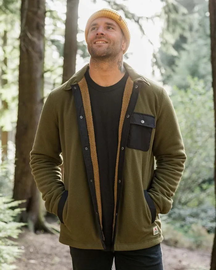 Passenger Tops Firelight Sherpa Lined Overshirt Khaki Khaki 8211 Men