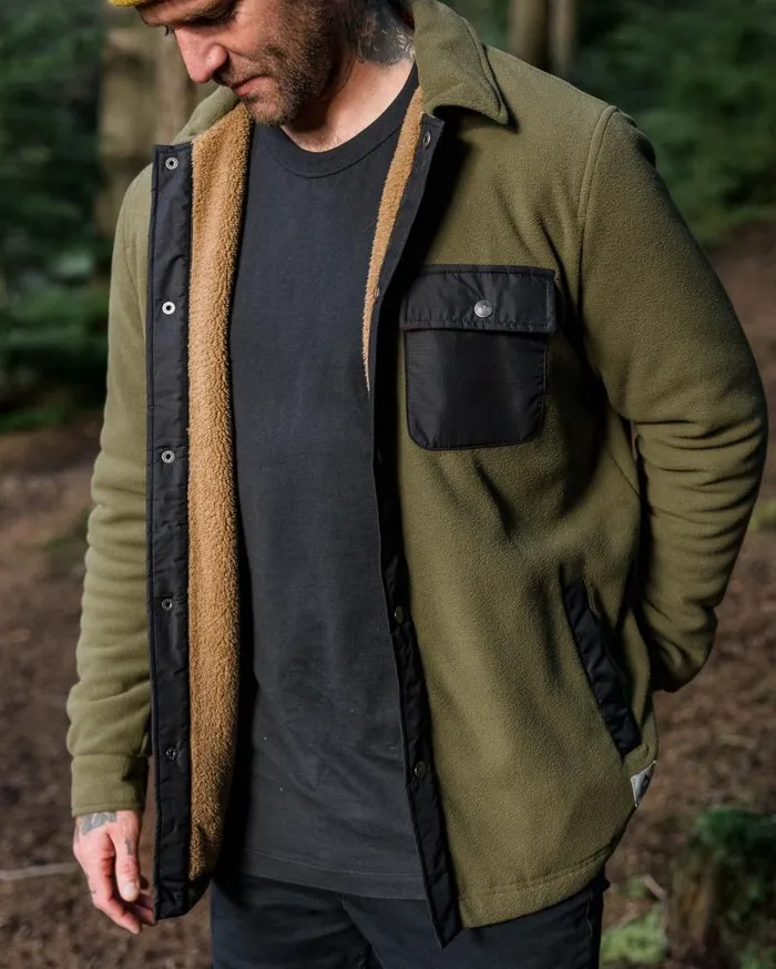 Passenger Tops Firelight Sherpa Lined Overshirt Khaki Khaki 8211 Men