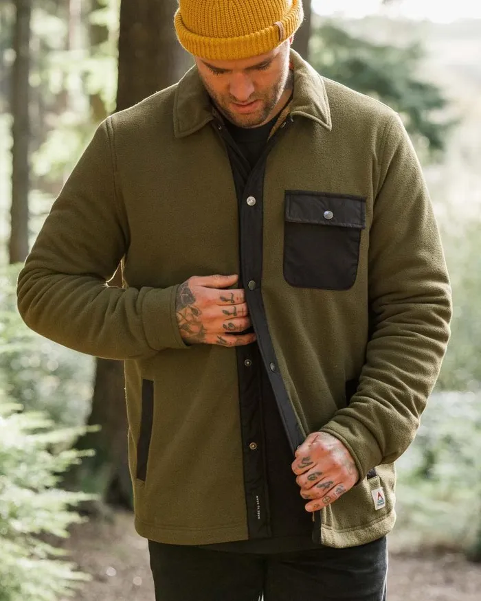 Passenger Tops Firelight Sherpa Lined Overshirt Khaki Khaki 8211 Men
