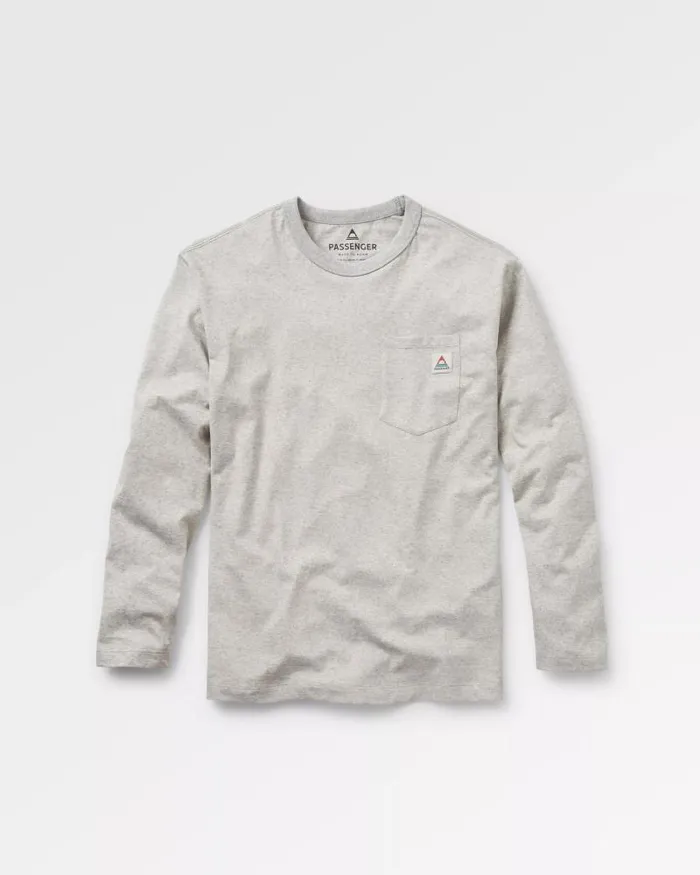 Passenger Tops Heritage Recycled Relaxed Fit LS TShirt Grey Marl Grey Marl 8211 Men