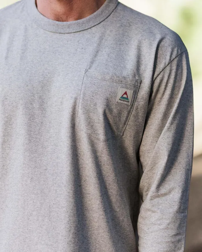 Passenger Tops Heritage Recycled Relaxed Fit LS TShirt Grey Marl Grey Marl 8211 Men