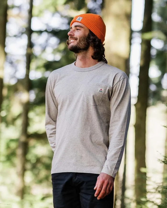 Passenger Tops Heritage Recycled Relaxed Fit LS TShirt Grey Marl Grey Marl 8211 Men