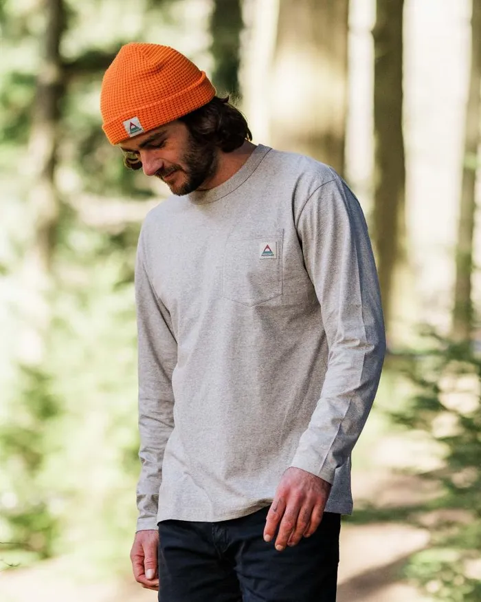 Passenger Tops Heritage Recycled Relaxed Fit LS TShirt Grey Marl Grey Marl 8211 Men