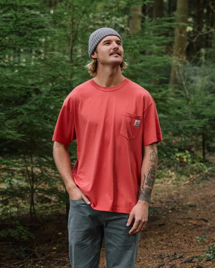 Passenger Tops Heritage Recycled Relaxed Fit TShirt Cardinal Cardinal 8211 Men
