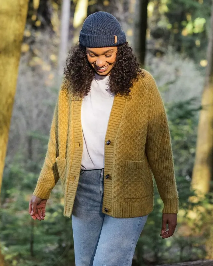 Passenger Tops Homey Recycled Knitted Cable Cardigan Mustard Gold Mustard Gold 8211 Women