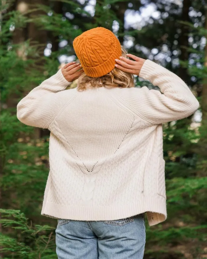 Passenger Tops Homey Recycled Knitted Cable Cardigan Off White Off White 8211 Women