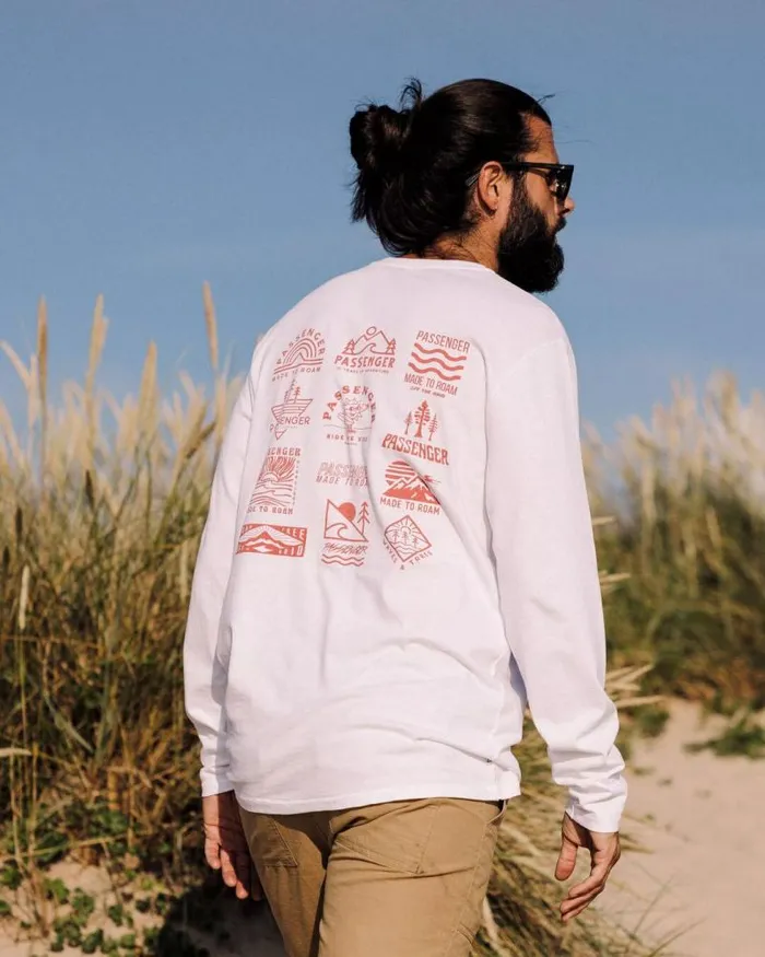 Passenger Tops Icon Recycled Cotton LS TShirt White White 8211 Men