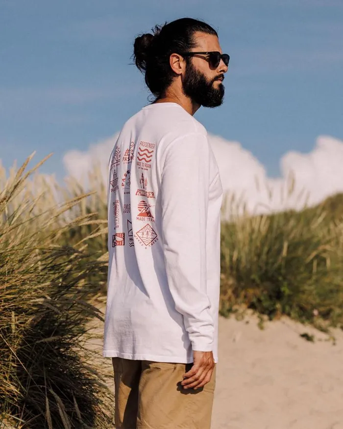 Passenger Tops Icon Recycled Cotton LS TShirt White White 8211 Men