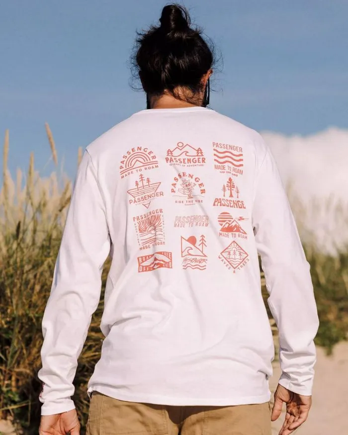 Passenger Tops Icon Recycled Cotton LS TShirt White White 8211 Men