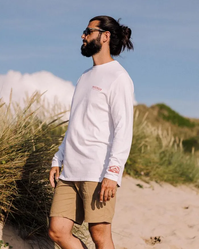 Passenger Tops Icon Recycled Cotton LS TShirt White White 8211 Men