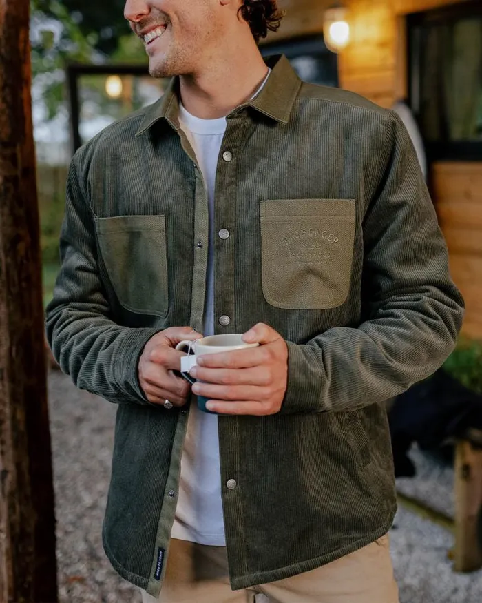 Passenger Tops Kodiak Sherpa Lined Cord Overshirt Dusty Olive Dusty Olive 8211 Men