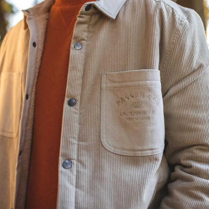 Passenger Tops Kodiak Sherpa Lined Cord Overshirt Feather Grey Feather Grey 8211 Men