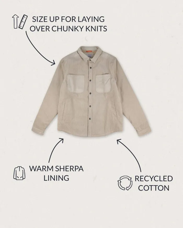 Passenger Tops Kodiak Sherpa Lined Cord Overshirt Feather Grey Feather Grey 8211 Men