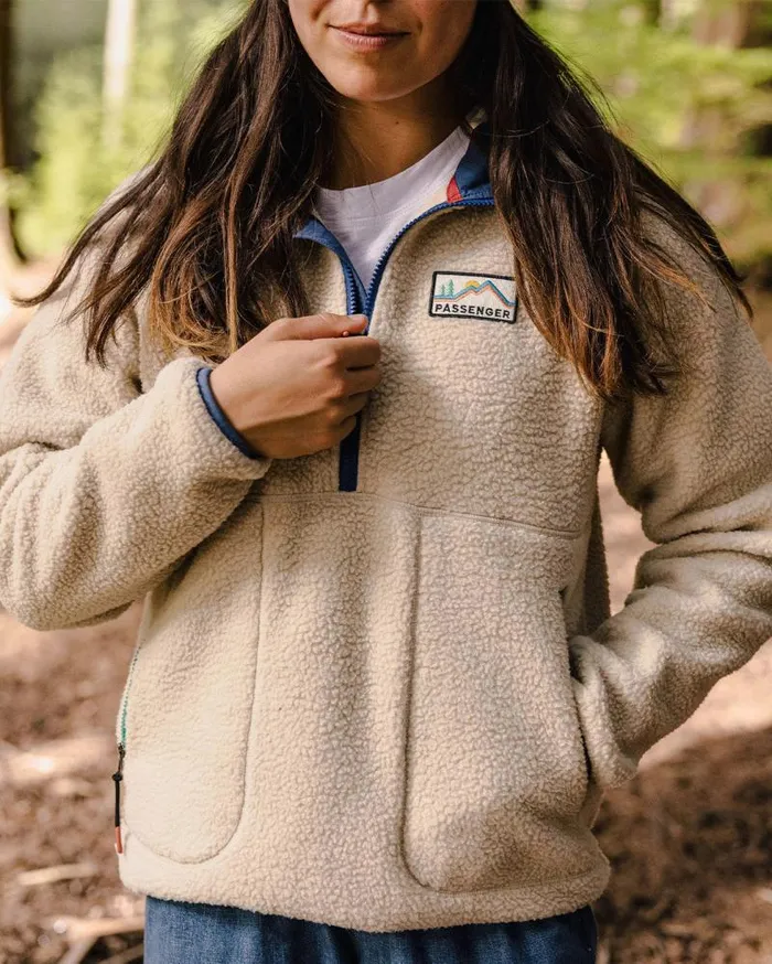 Passenger Tops Maine 20 12 Zip Recycled Sherpa Fleece Oatmeal Oatmeal 8211 Women
