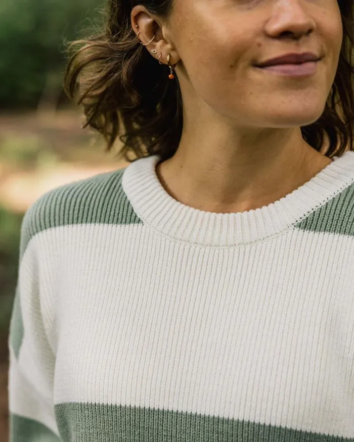 Passenger Tops Moments Oversized Organic Knitted Jumper Pistachio Stripe Pistachio Stripe 8211 Women