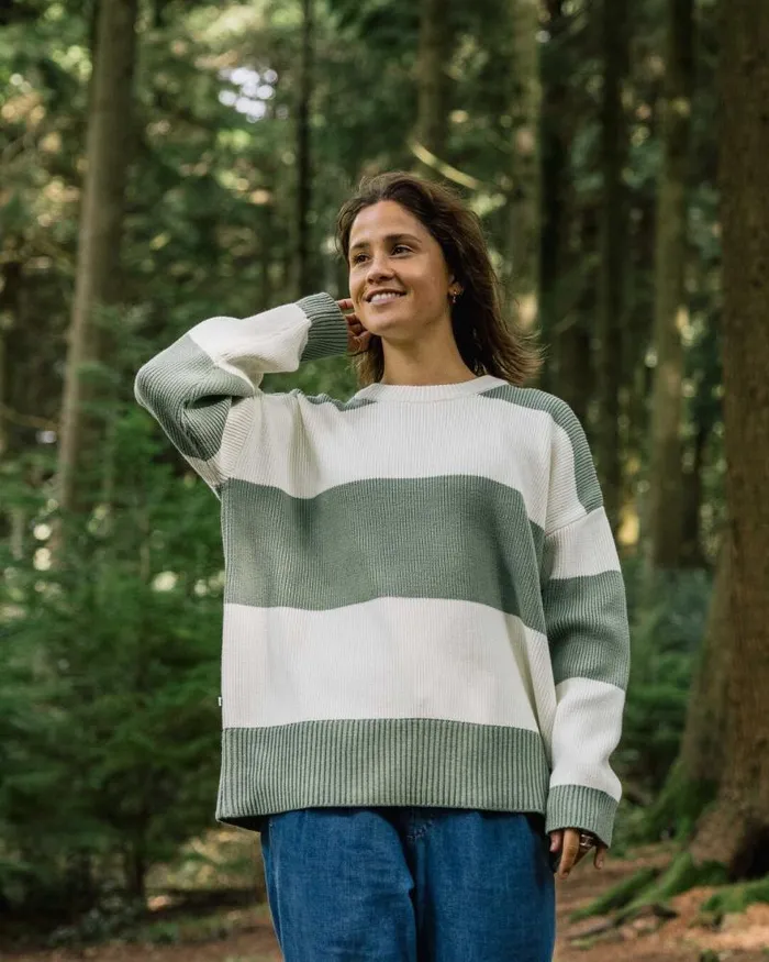 Passenger Tops Moments Oversized Organic Knitted Jumper Pistachio Stripe Pistachio Stripe 8211 Women