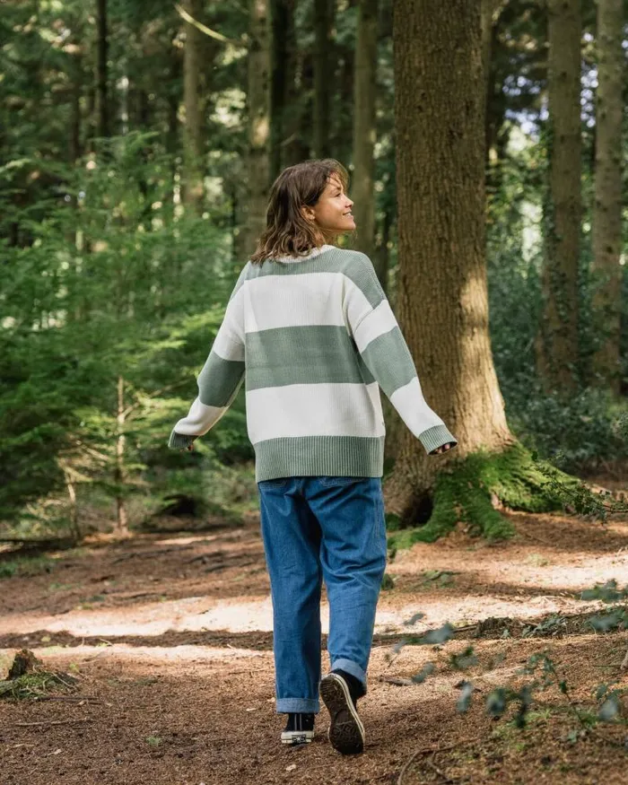 Passenger Tops Moments Oversized Organic Knitted Jumper Pistachio Stripe Pistachio Stripe 8211 Women