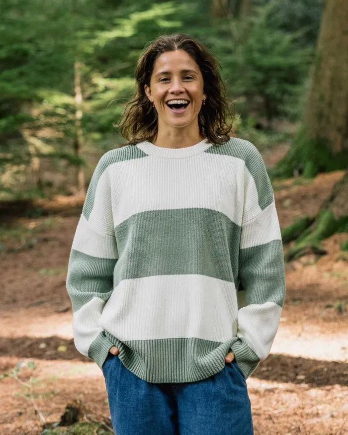 Passenger Tops Moments Oversized Organic Knitted Jumper Pistachio Stripe Pistachio Stripe 8211 Women