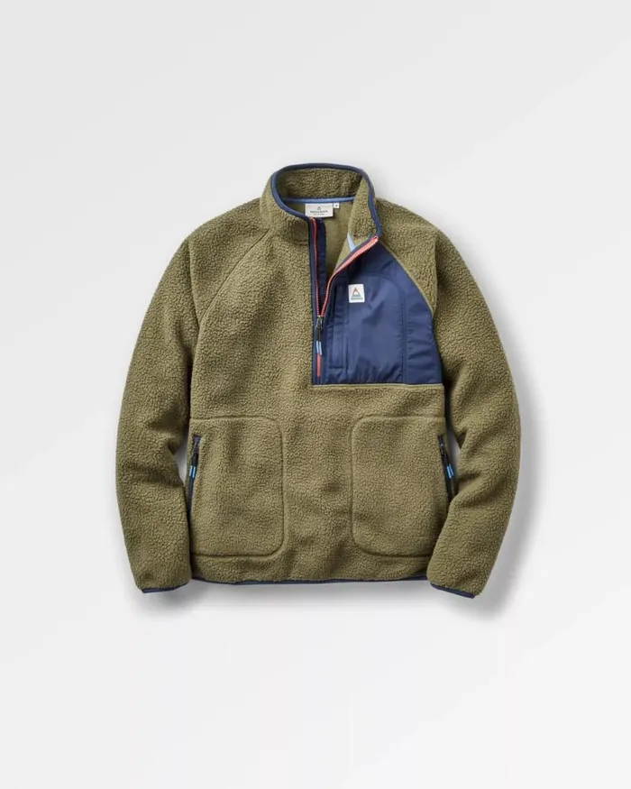 Passenger Tops Offgrid 20 12 Zip Recycled Sherpa Fleece Khaki Khaki 8211 Men