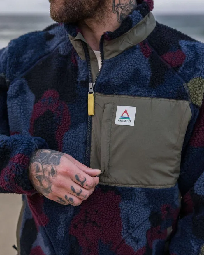 Passenger Tops Offroad Recycled Sherpa 12 Zip Fleece Sycamore Pattern Sycamore Pattern 8211 Men