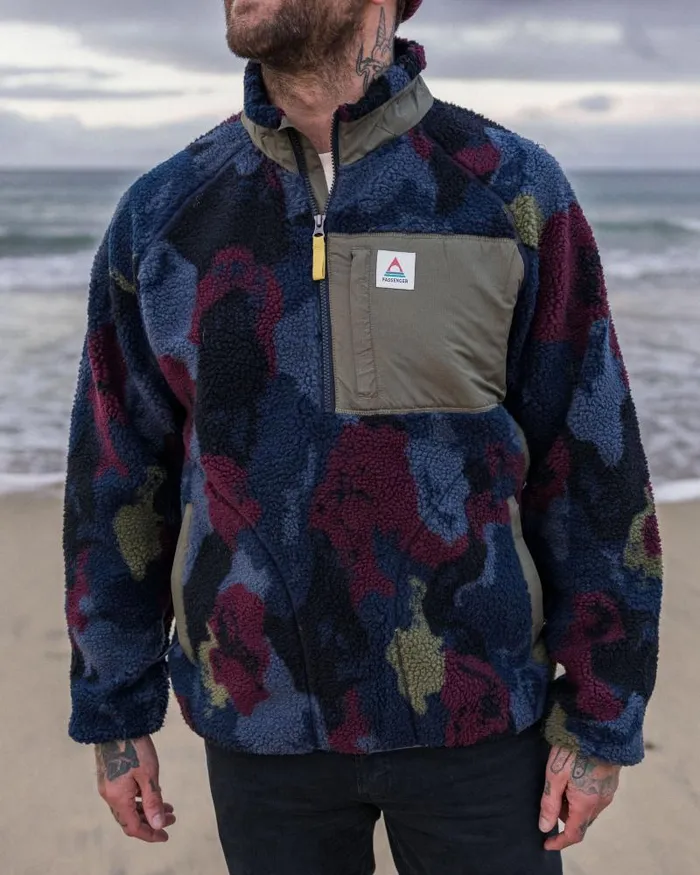 Passenger Tops Offroad Recycled Sherpa 12 Zip Fleece Sycamore Pattern Sycamore Pattern 8211 Men