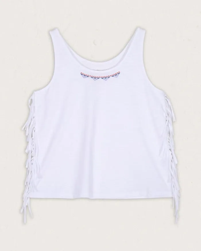Passenger Tops Poppy Recycled Cotton Tassel Vest White White 8211 Women