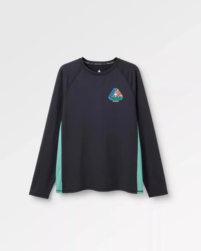 Passenger Tops Range Recycled Active LS Tshirt Black Black 8211 Men