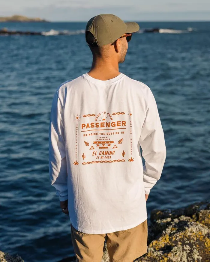 Passenger Tops Roam Free Recycled Cotton LS TShirt White White 8211 Men