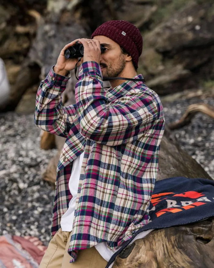 Passenger Tops Rustic Organic Cotton Heavyweight Overshirt Off White Check Off White Check 8211 Men