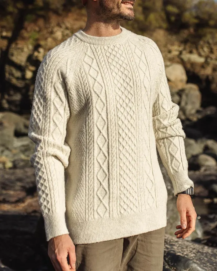 Passenger Tops Sandbar Cable Knitted Jumper Off White Off White 8211 Men